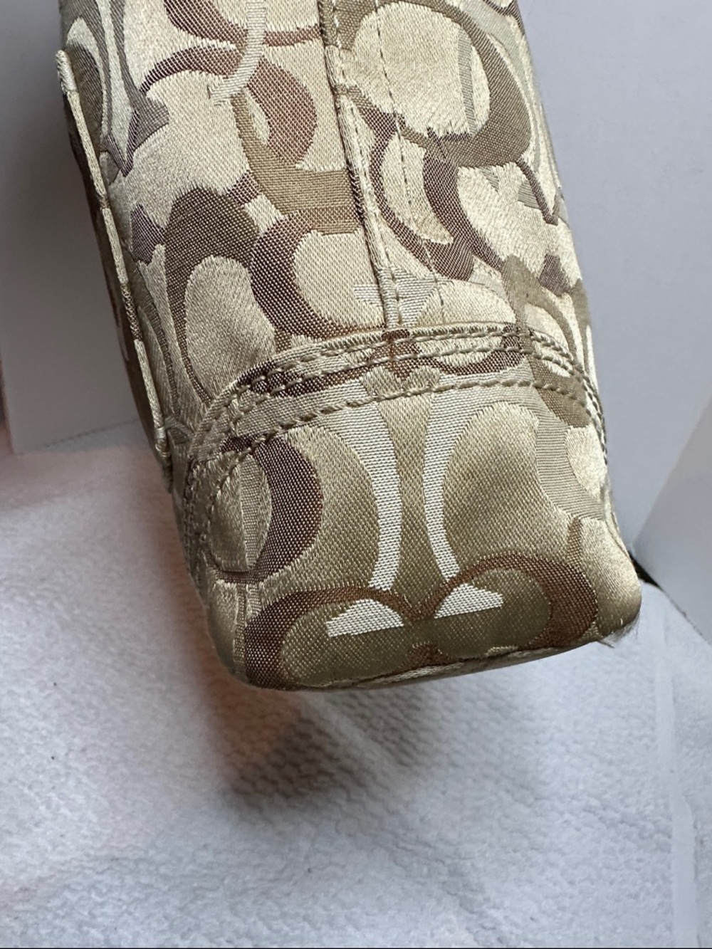 Coach 2007 Chelsea optic Tan/Khaki Signature Shoulder hobo Bag with Leather Trim - Picture 8 of 16